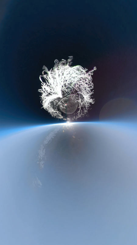 Marie Lienhard, SPACES (Video still at the moment of the balloon explosion) (2019) Virtual-Reality Video. Photo: Marie Lienhard