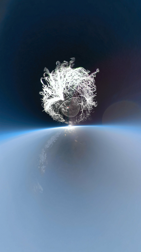 Marie Lienhard, SPACES (Video still at the moment of the balloon explosion) (2019) Virtual-Reality Video. Photo: Marie Lienhard